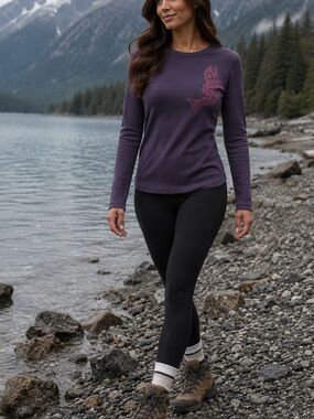 Alternative Purple Long Sleeve Tee with Pink Alaskan Fish Graphic
